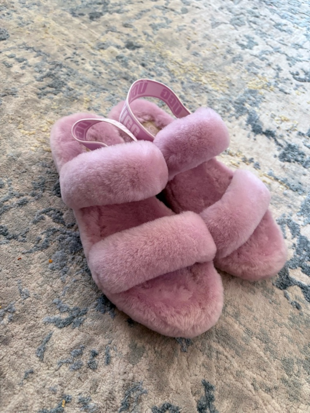 UGG pastel purple fuzzy Slide Sandals